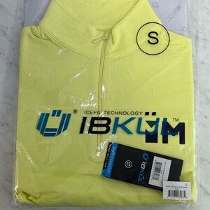 IBKUL Women's Long Sleeve Zip Neck Top in Neon Yellow